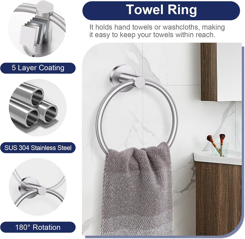 Lairuier Bathroom Hardware Set Brushed Nickel Towel Holder Set Wall Mounted