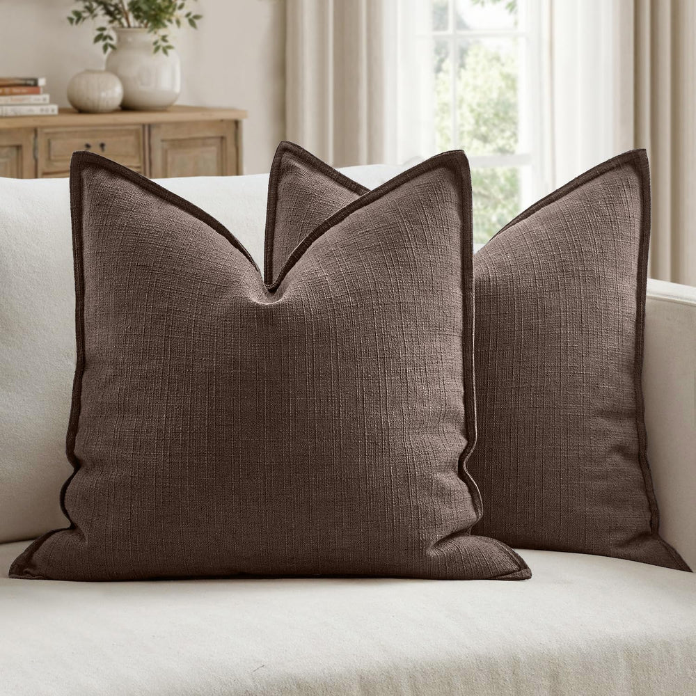 MIULEE Thick Textured Decorative Throw Pillow Covers 22x22 Inch Dark Brown
