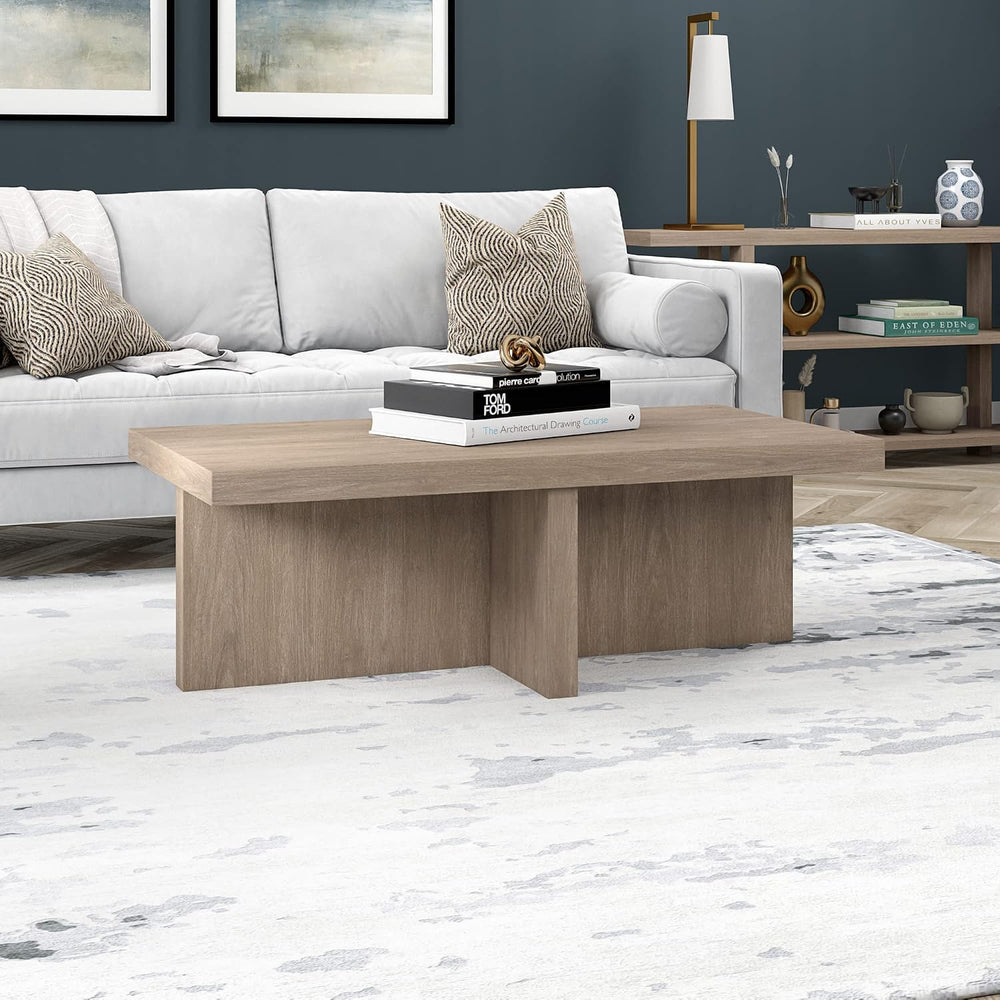 Henn&Hart 44" Scandinavian Coffee Table, Weathered Gray