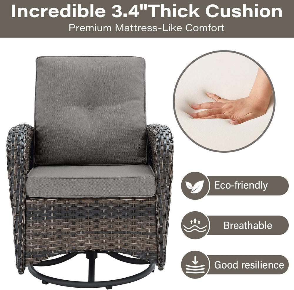 Belord Patio Furniture Swivel Glider PE Wicker Chairs, Outdoor Swivel Rocker ...