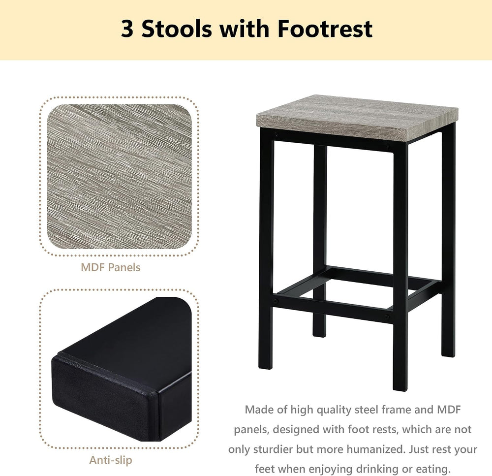 Merax 4-Piece Counter Height 60.2inch Extra Long Dining Table Set with 3 Stoo...