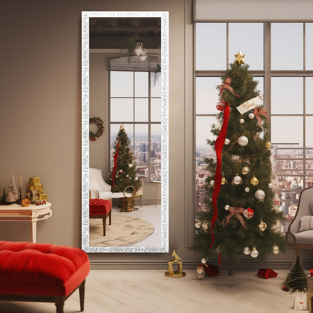 LFT HUIMEI2Y Door Mirror Full Length, Wall-Mounted Mirror White 50" x14&...