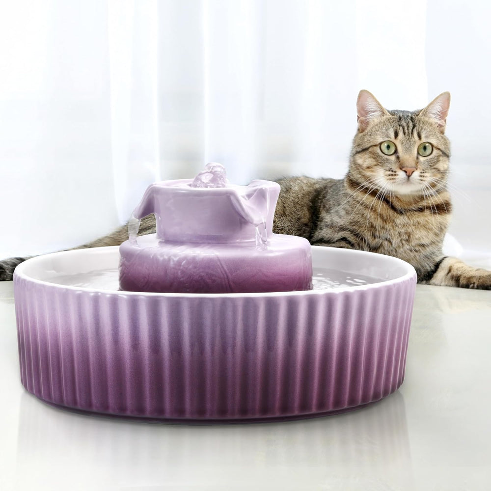 Wonder Creature Ceramic Cat Water Fountain, Stable Cupcake Design, 71oz