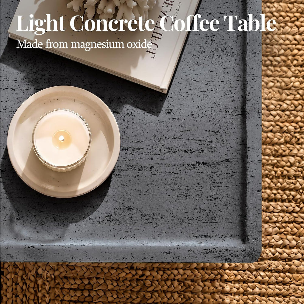 Patio Watcher 40" Rectangle Coffee Table, Travertine Look, Dark Gray