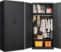 Metal Wardrobe Cabinet with Hanging Rod & Lock,Black Armoire Wardrobe Closet,Metal Clothing Storage Cabinet with Adjustable Shelves and Doors,72" Amroire Storage Cabinets for Home,Living/Laundry Room