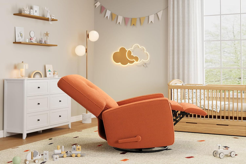 IDEALHOUSE 360° Recliner Chair with Adjustable Backrest & Footrest, Orange