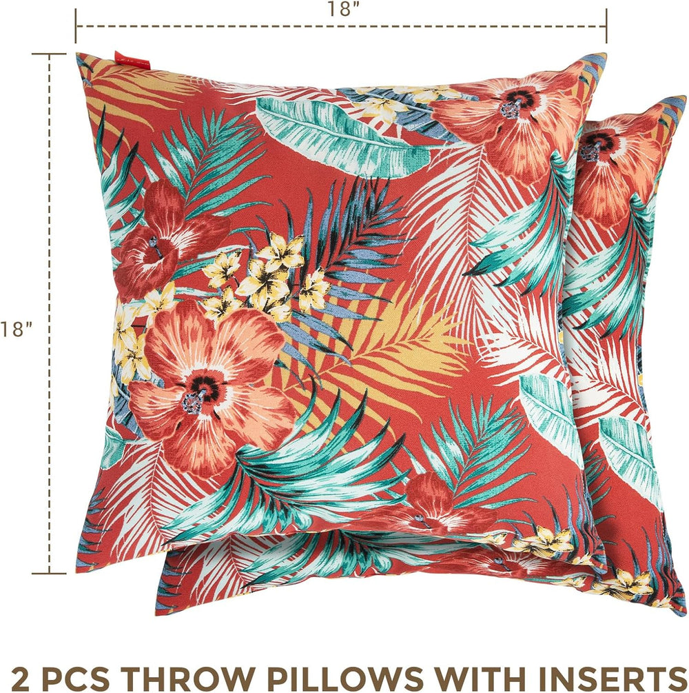 Throw Pillow with Insert, Set of 2, Outdoor Indoor Waterproof Decorative Pati...