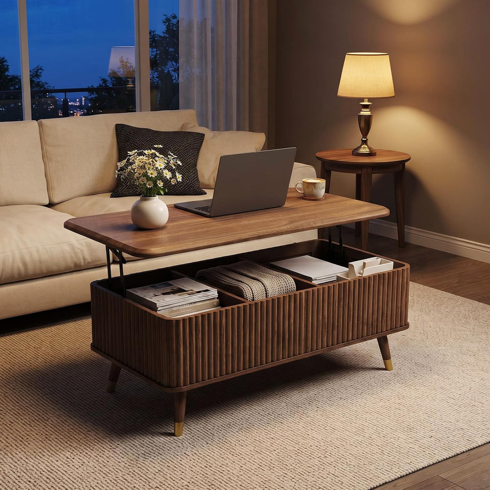 JOINICE 38" Lift Top Coffee Table with Storage for Living Room,Walnut