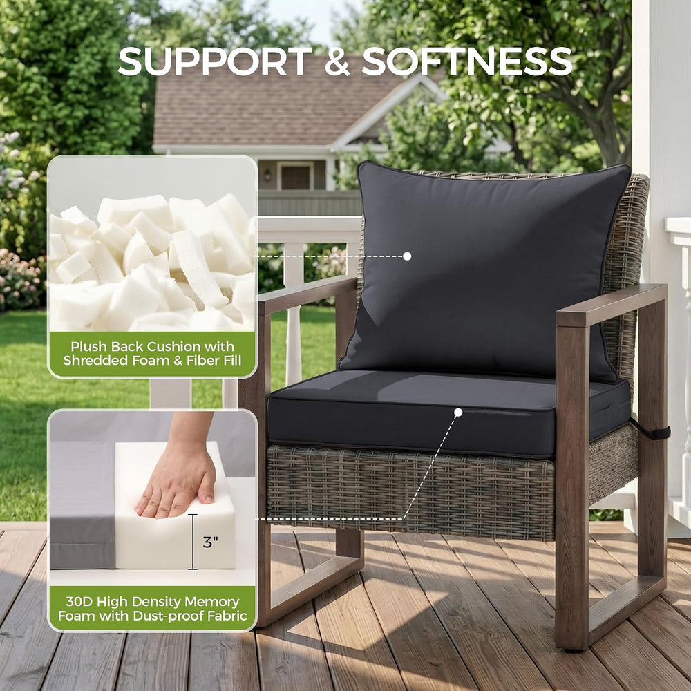 UNIKOME 19"x19"x3" Outdoor Chair Cushions Set - Waterproof Pat...