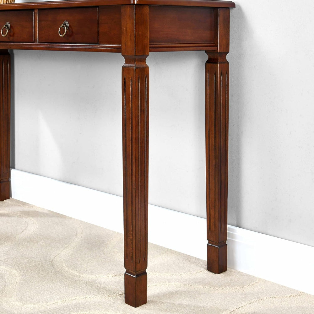 Solid Wood Writing Desk with 3 Drawers, 47"W Large Secretary Table