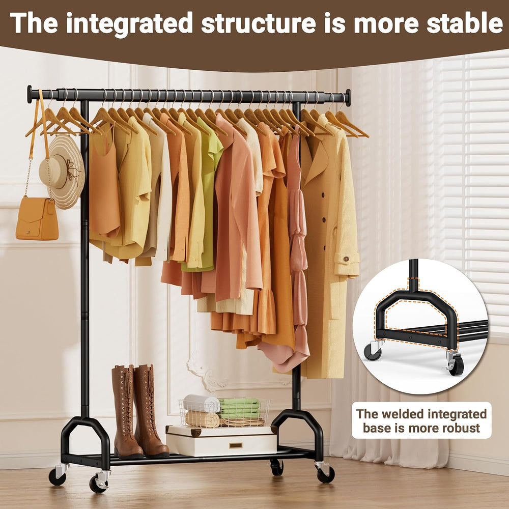 65" Metal Clothes Rack, Heavy Duty Rolling Clothing Rack 380LBS