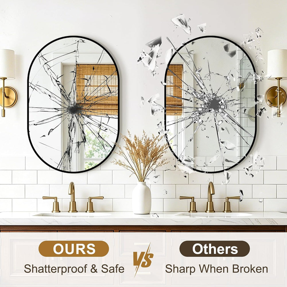 Bathroom Vanity Mirror for Over Sink, 20"x30" Black Oval Large Wall...