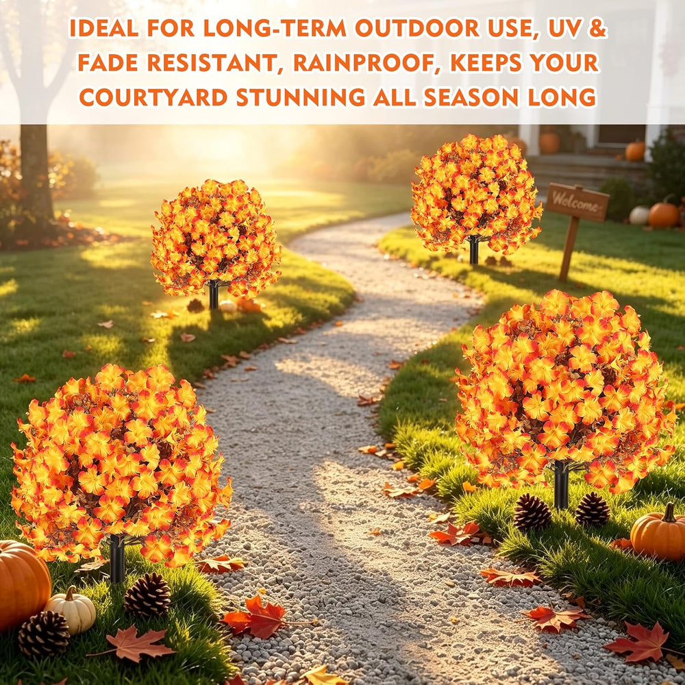 LFF 2 Pack Fall Artificial Petunias Flower Topiary Balls with Ground Stake