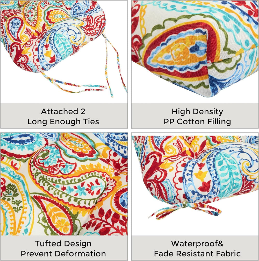 FUNHOME Outdoor Chair Cushions 19 x19 Inch,Water Resistant Tufted Seat Cushio...
