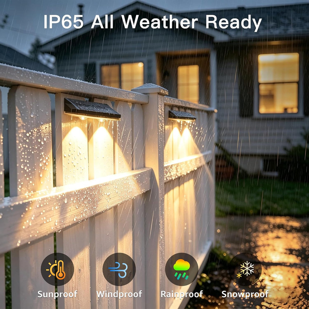 Solar Fence Lights Outdoor 12 Pack, 13 Modes RGB, IP65 Waterproof