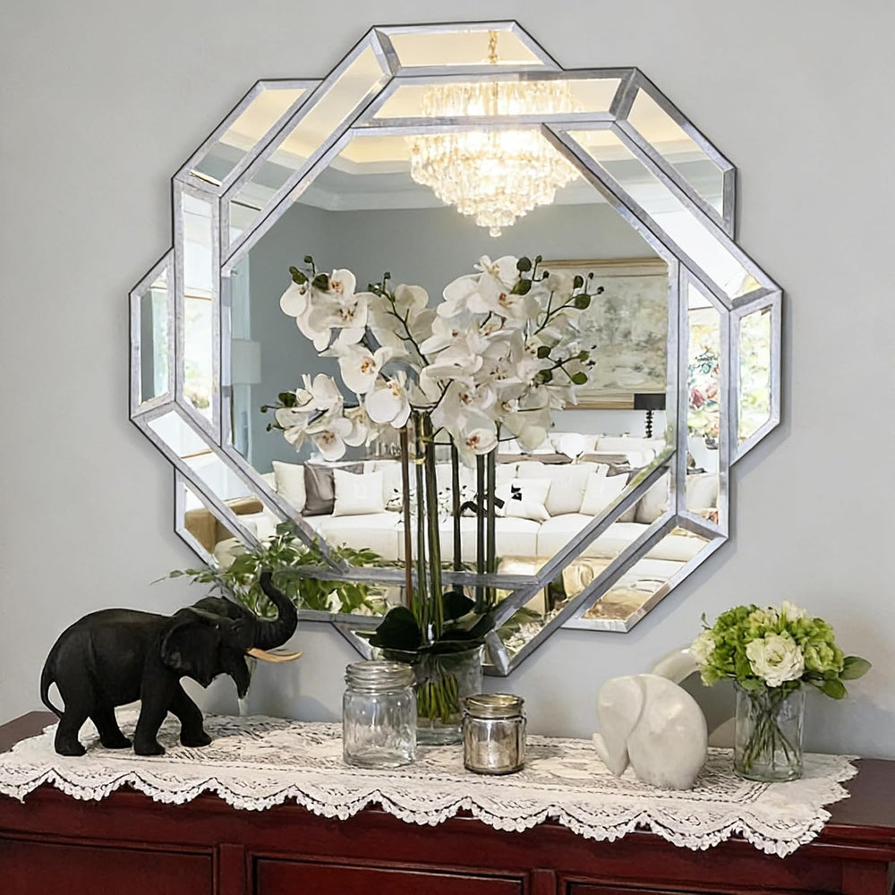Chende 32" x 32" Large Wall Mirror for Elegant Living Room, Modern ...