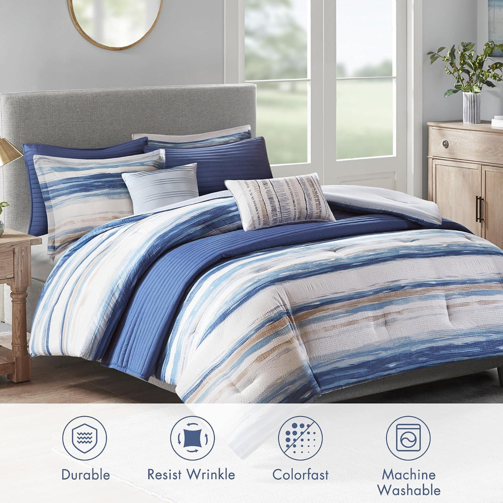 Madison Park Modern Luxury Comforter Quilt Combo Set, 8PC King/Cal King