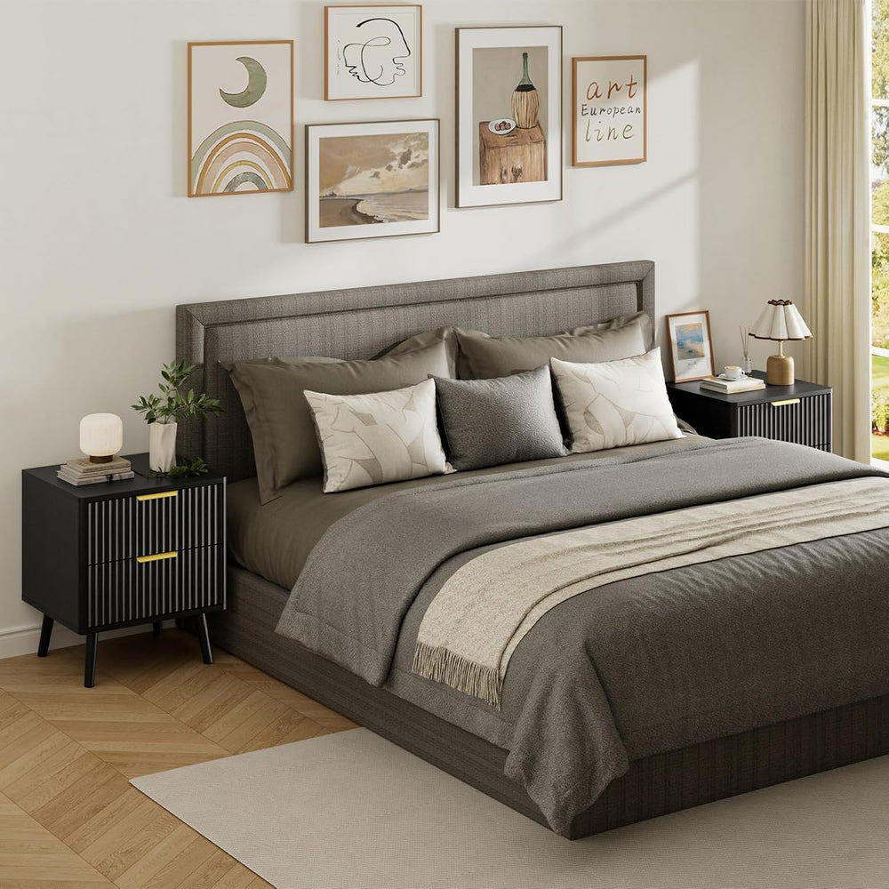 LYNSOM Fluted Dresser and Nightstand Sets 4 Piece, 2-Drawer Nightstands and 5...