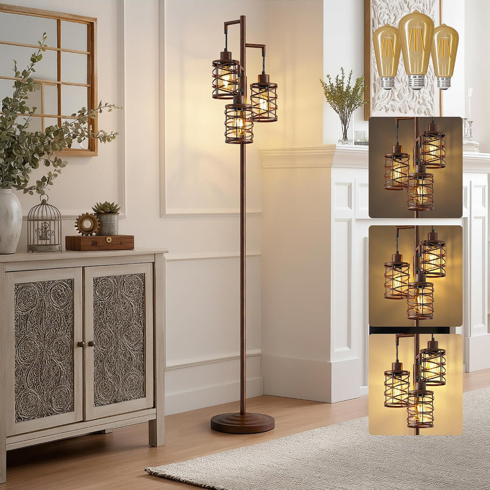 70" Farmhouse Dimmable Tree Floor Lamp, Floor Lamp for Living Room, Brown