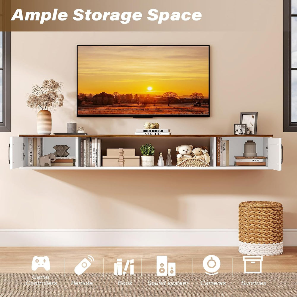 70" Floating TV Stand Wall Mounted with Storage for TVs Up to 80"