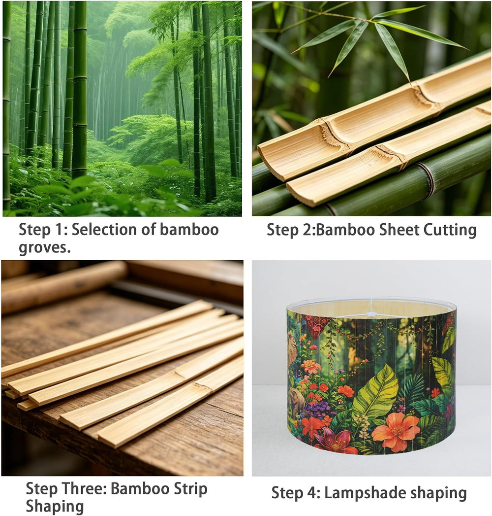 Natural Bamboo Drum Lamp Shade,Tropical Plants Covers,13×13×10 Inch Wide Rim ...