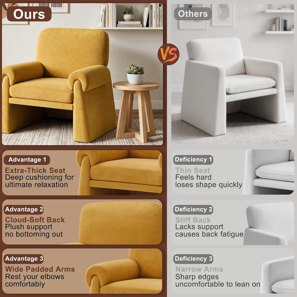 Oversized Accent Chair, Comfy Living Room Chairs, Single Sofa Chair with Thic...