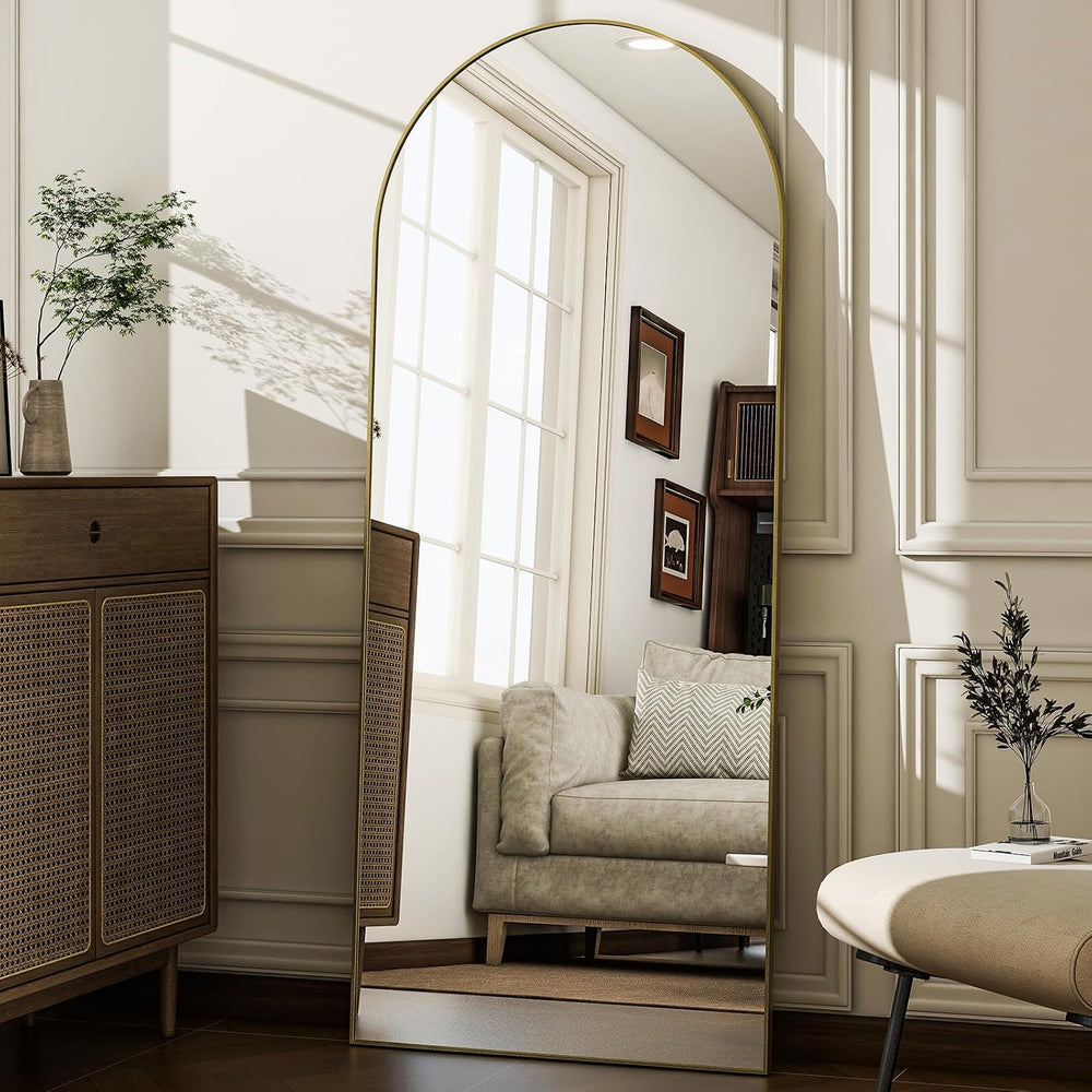 57" x 20" Arched Full Length Mirror - Wall Mounted/Floor Mirror Alu...