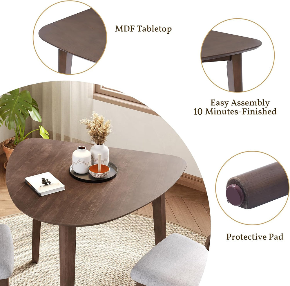 P PURLOVE Modern 3 Piece Table Set, Wood Triangular Table (Brown and Grey)