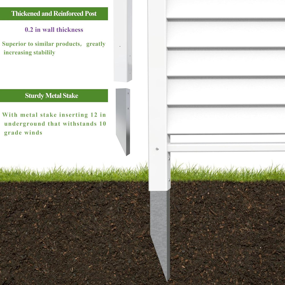 36" W X 45" H Reinforced White Vinyl Privacy Fence, Double Windproo...