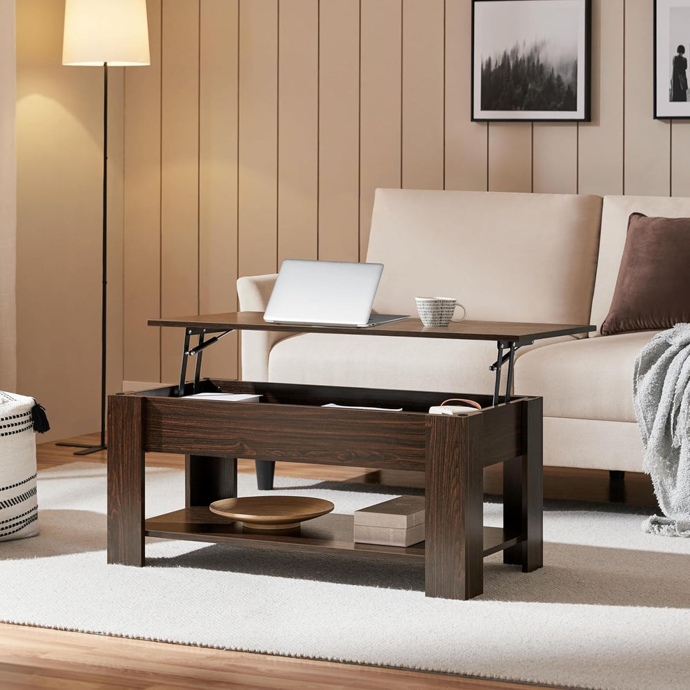 Yaheetech Lift Top Coffee Table with Hidden Storage & Shelf, Espresso,38....
