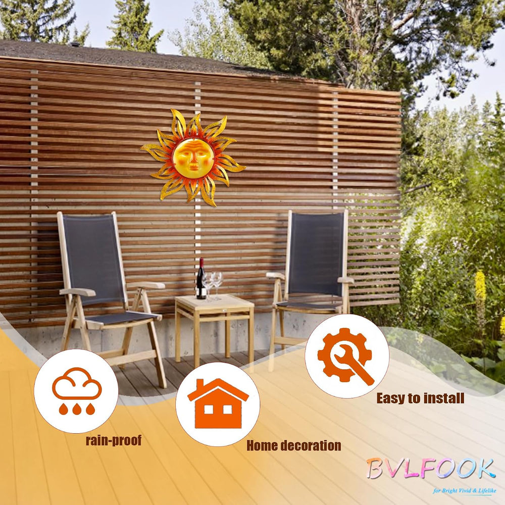 Metal Sun Outdoor Wall Art Decor Hanging Weird Decor Wall Art
