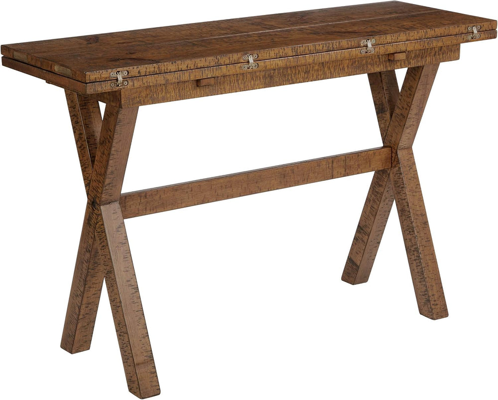 OSP Home Furnishings McKayla Flip-Top Expanding Desk to Dining Table, Distres...