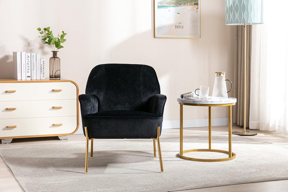 Comfy Velvet Accent Chair with Glam Metal Legs for Dining Room Bedroom Living...