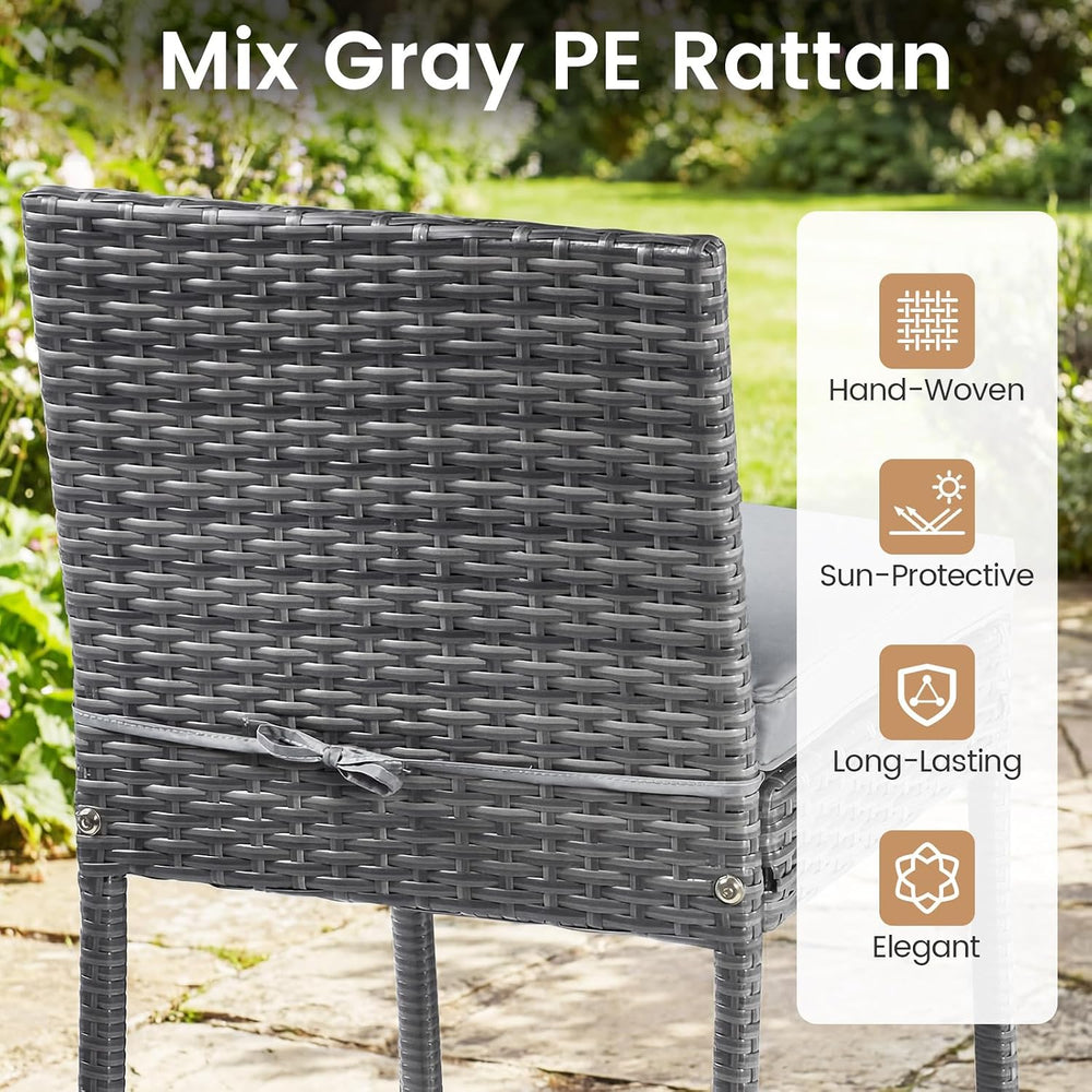 RELAX4LIFE 5-Piece Outdoor Bar Set - Wicker Rattan Bar Height Dining Table