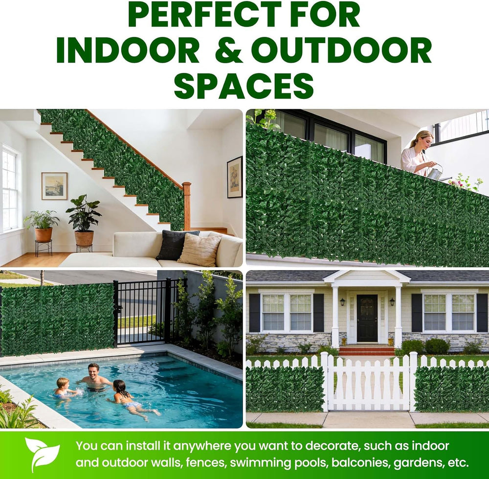 Artificial Ivy Privacy Screen Fence Panel, 240 x 40 in, 2400 Dense Leaves
