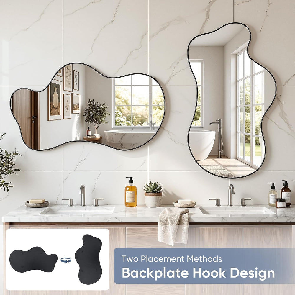 Irregular Wall Mirror, 26"x40" Asymmetrical Mirror, Black