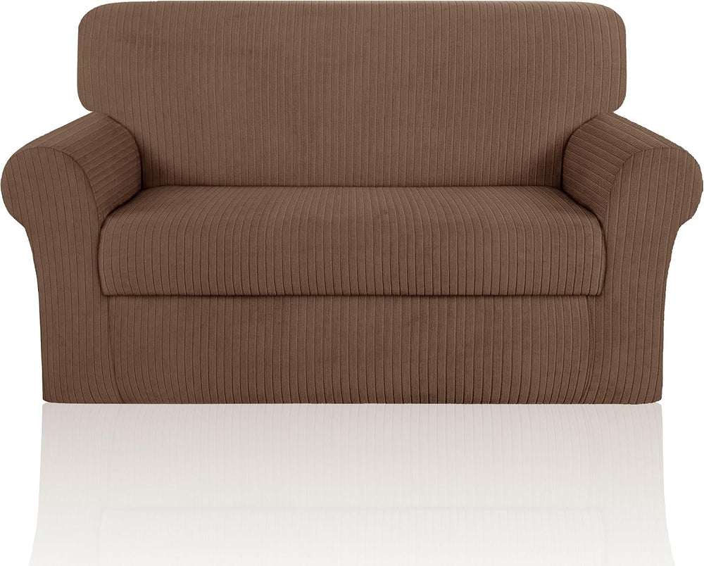 Loveseat Cover Stretching Skid,1 Cushion Cover, Brown