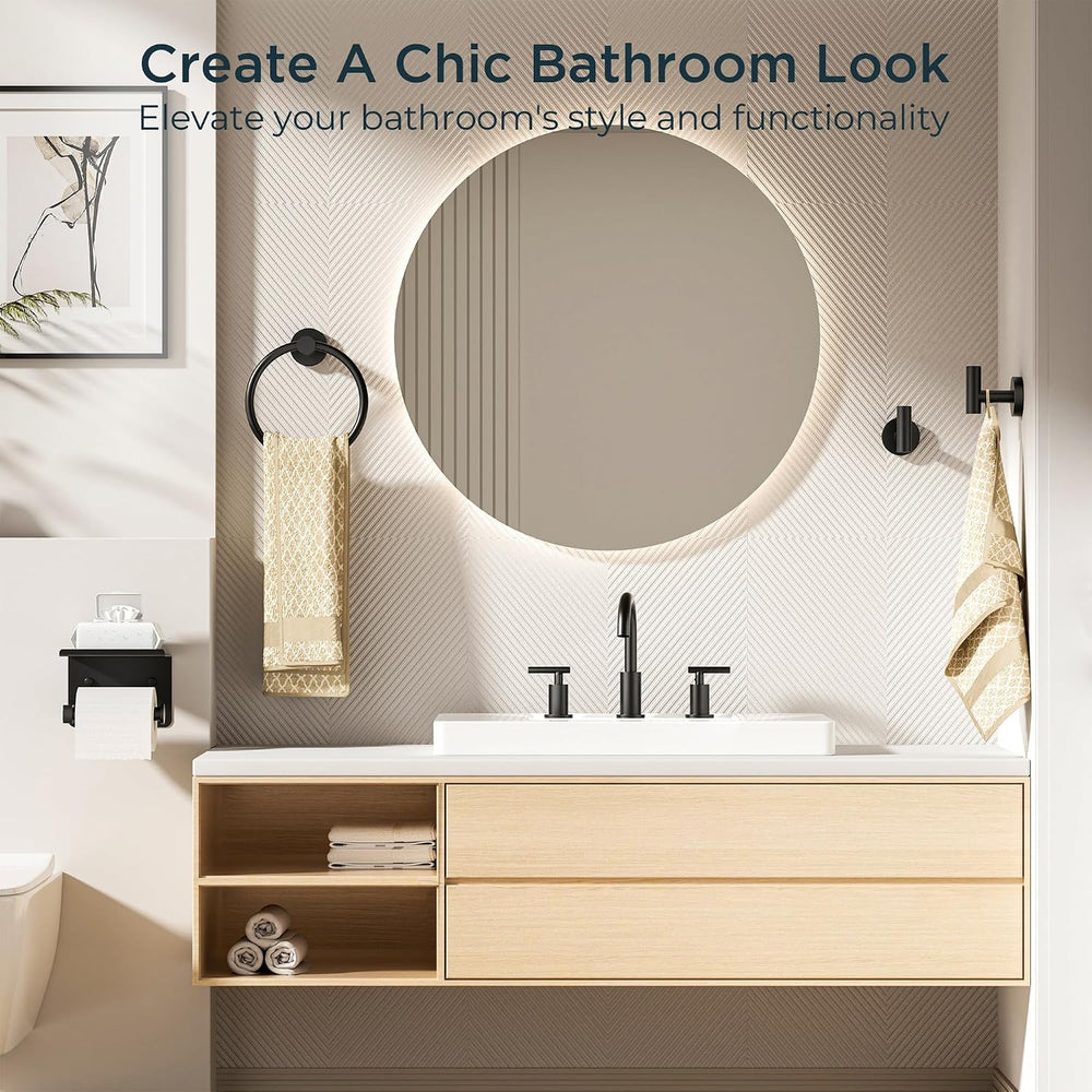 FORIOUS Bathroom Accessories, 5-Piece Bathroom Hardware Set - 24" Towel Bar