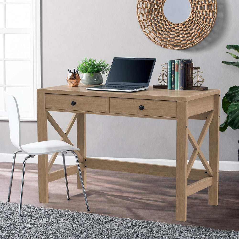 ChooChoo 39.4 Inches Farmhouse Computer Desk with 2 Drawers