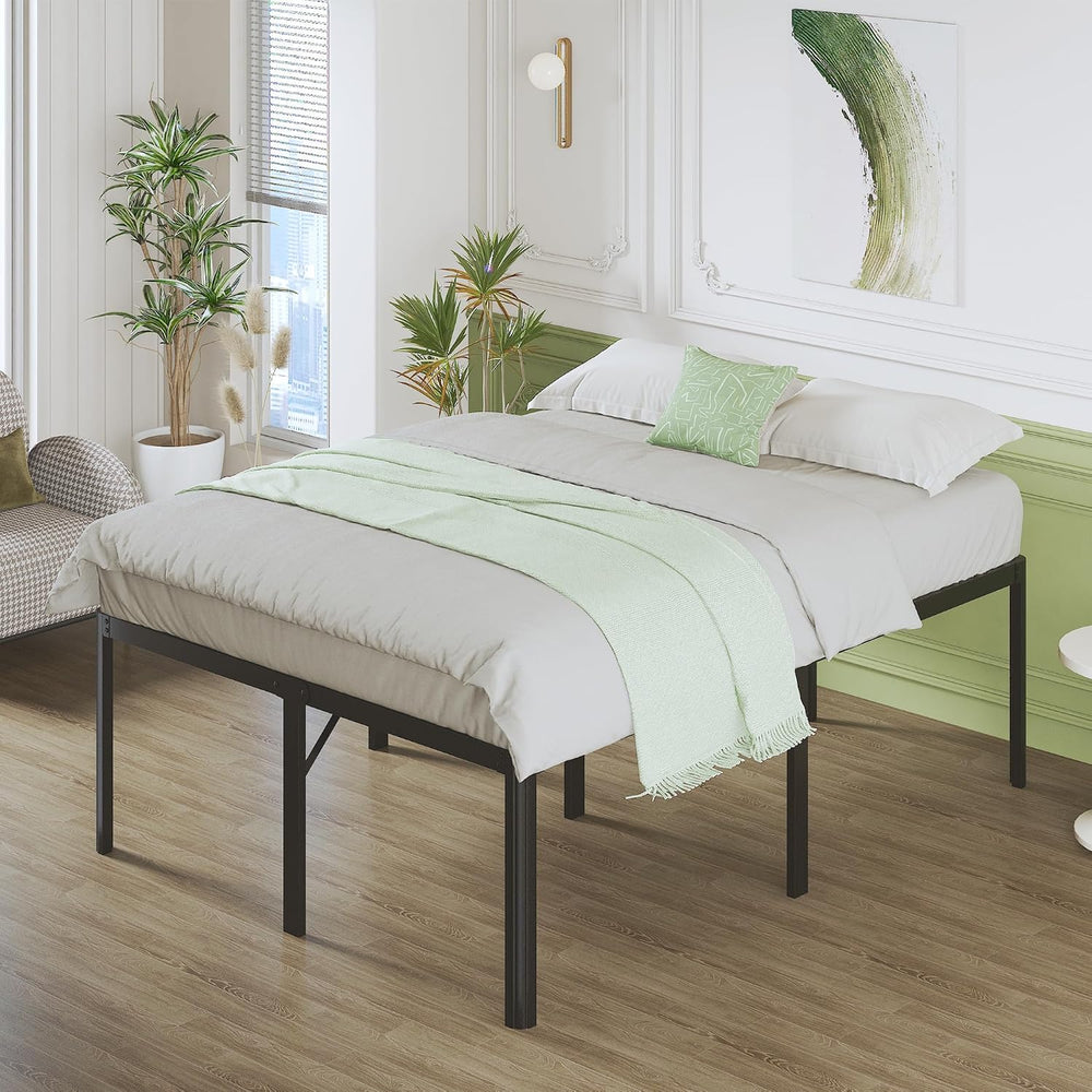 Lutown-Teen 25 Inch High Queen Bed Frame with Rounded Corner Legs, Heavy Duty...