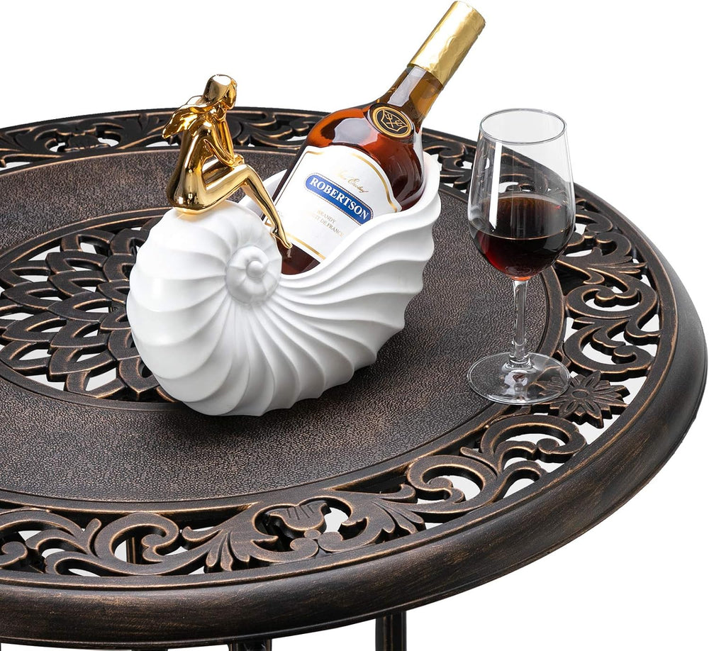 VINGLI 3 Piece Outdoor Patio Bar Set, Cast Aluminum Outdoor Swivel Bar Stools...