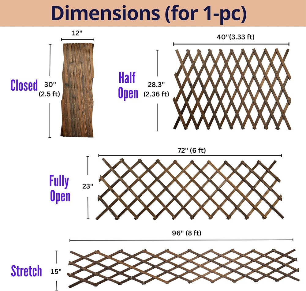 ShopLaLa Decorative Wooden Garden Fence (4 Pack, 24ft Total) Animal Barrier