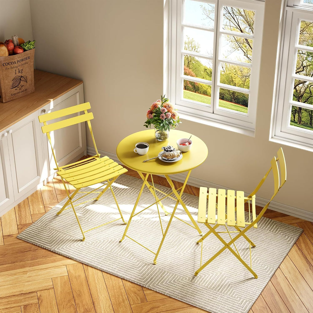3-Piece Outdoor Folding Bistro, Outdoor Furniture Set with Table and 2 Chairs...