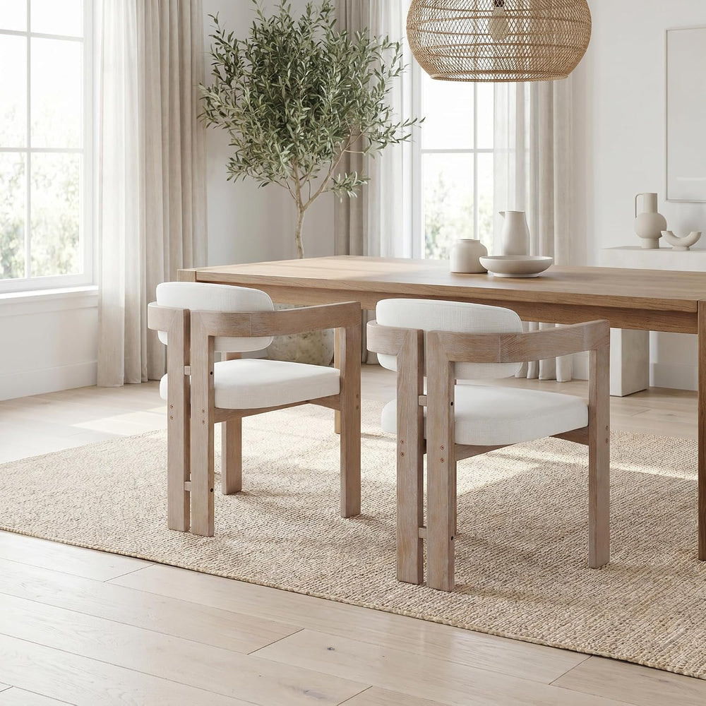 Farmhouse Dining Chairs Set of 6 Upholstered Kitchen Chair Solid Wood Side Ch...