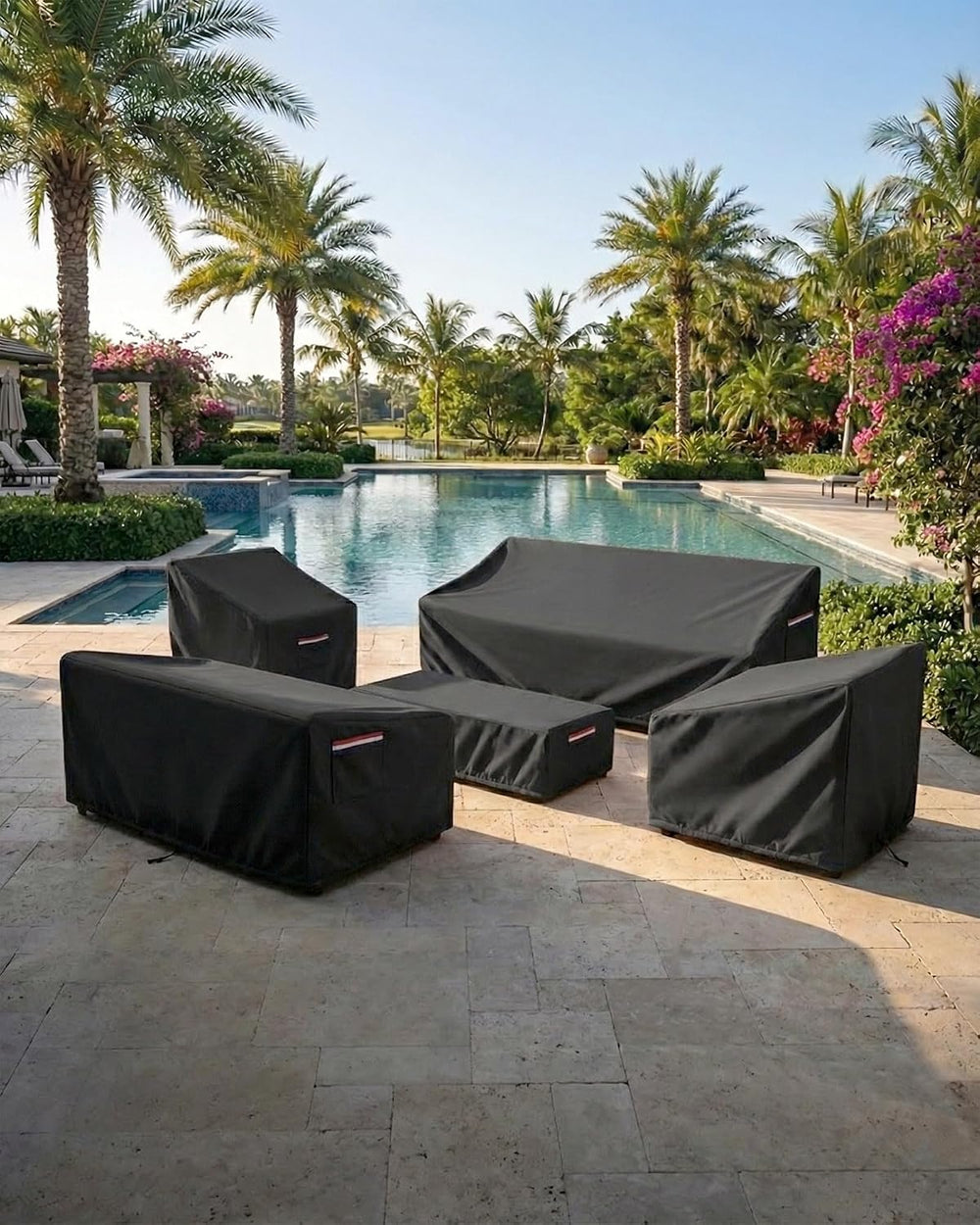 Waterproof Rectangular Patio Coffee Table Cover, 600D Heavy Duty Outdoor Furn...
