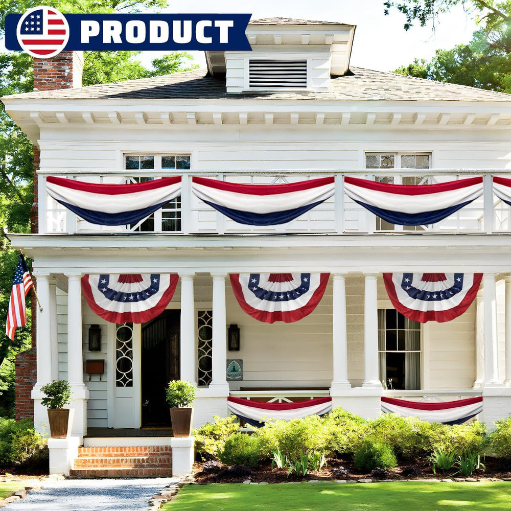 American Flag Bunting Banner 2x20 Ft Patriotic Decorations – Red White Blue S...