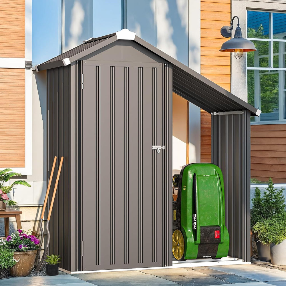 AECOJOY Outdoor Storage Cabinet Waterproof with Shelves and Firewood Rack