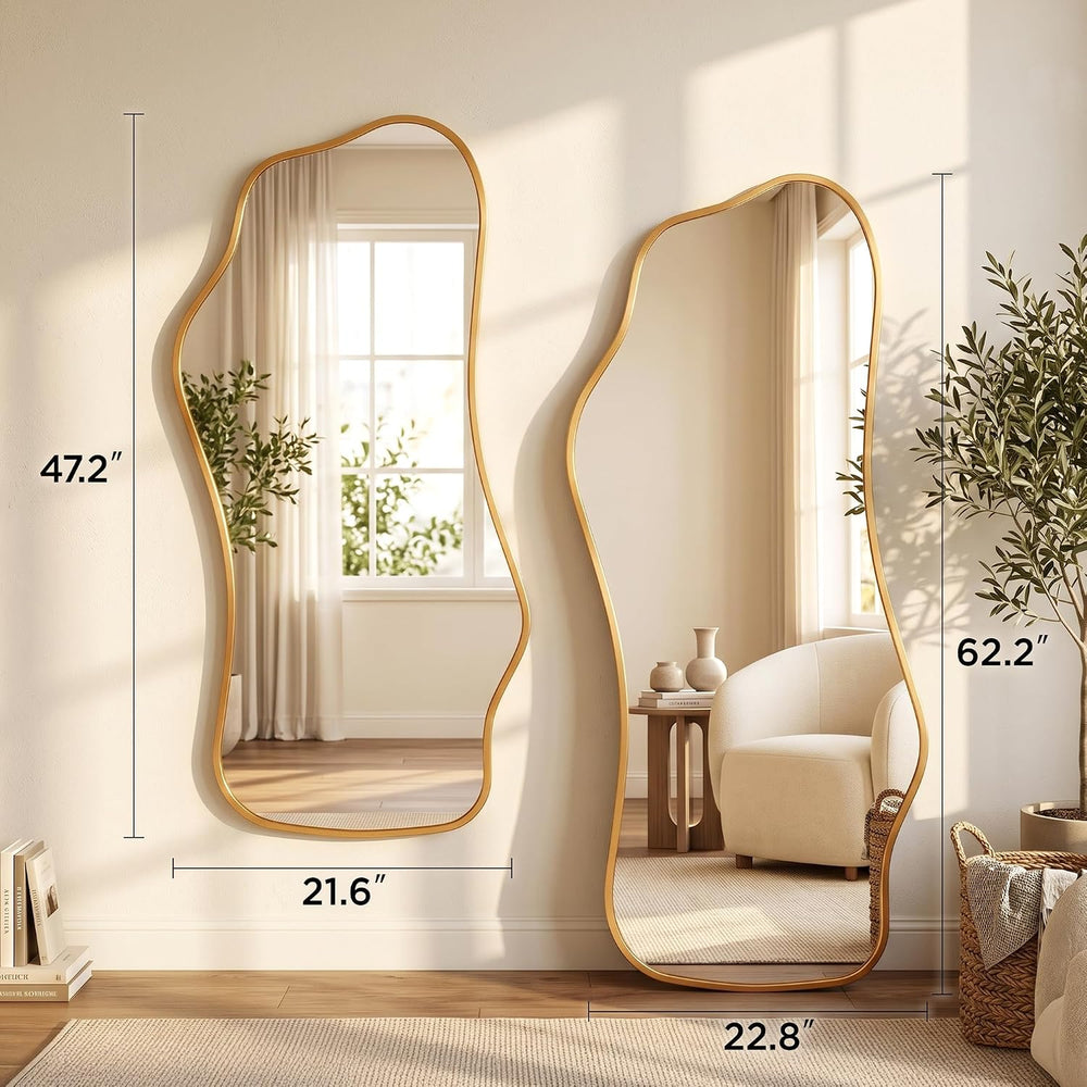 Irregular Full Length Mirror,Wavy Decorative Floor Mirror 47.2"×21.6&quo...