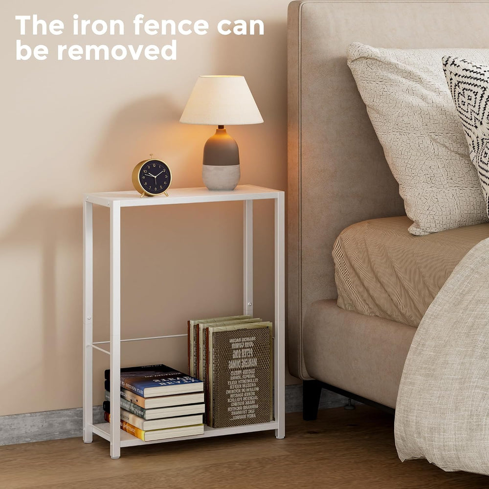 Homleke Narrow Side Tables Set of 2 with Magazine Holder, Skinny End Tables