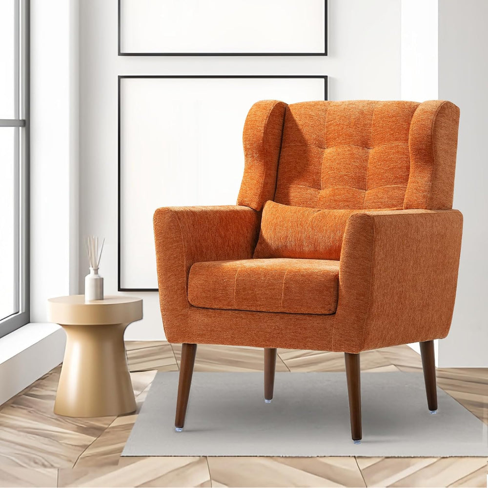 cinkehome Accent Arm Chairs for Living Room, Chenille Upholstered Mordern Arm...